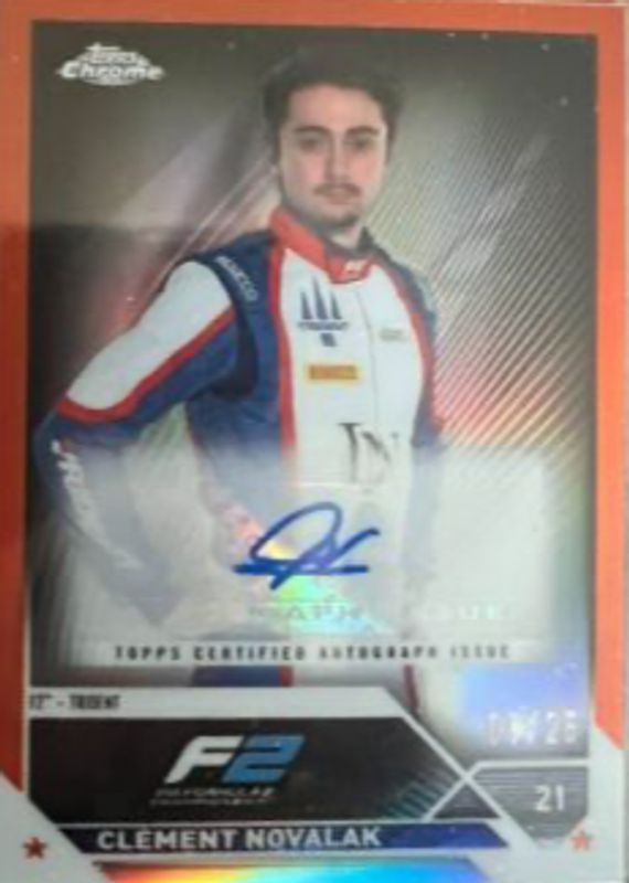 Clement Novalak 2023 Topps Chrome Formula 1 #CAC-CN Autographs - Orange Refractor /25 PSA 10