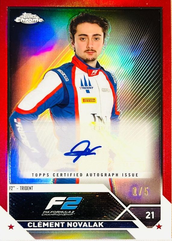 Clement Novalak 2023 Topps Chrome Formula 1 #CAC-CN Autographs - Red Refractor /5 RAW