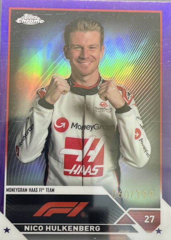 Nico Hulkenberg 2023 Topps Chrome Formula 1 #46 Purple Refractor /399 SGC 10