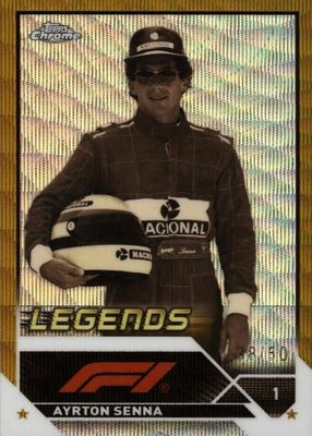 Ayrton Senna 2023 Topps Chrome Formula 1 #198 Gold Wave Refractor 