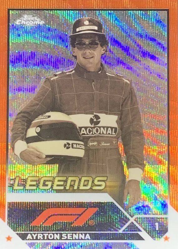 Ayrton Senna 2023 Topps Chrome Formula 1 #198 Orange Wave Refractor /25 PSA 9