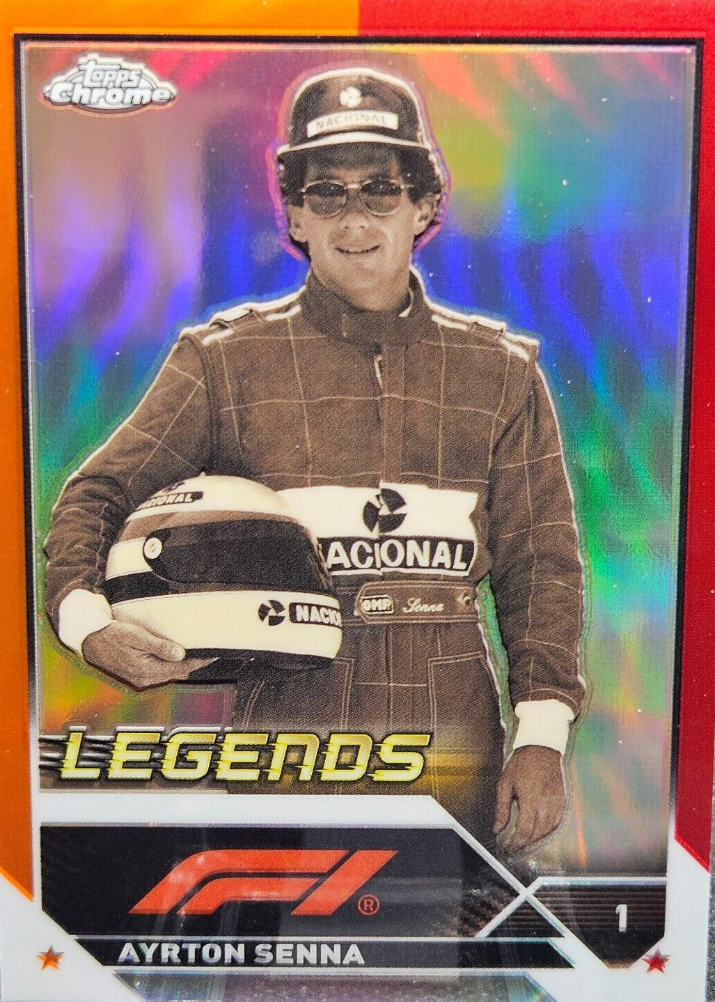 Ayrton Senna 2023 Topps Chrome Formula 1 #198 Orange & Red