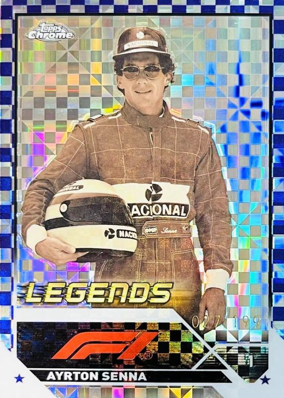 Ayrton Senna 2023 Topps Chrome Formula 1 #198 Purple Checker Flag Refractor /199 PSA 10