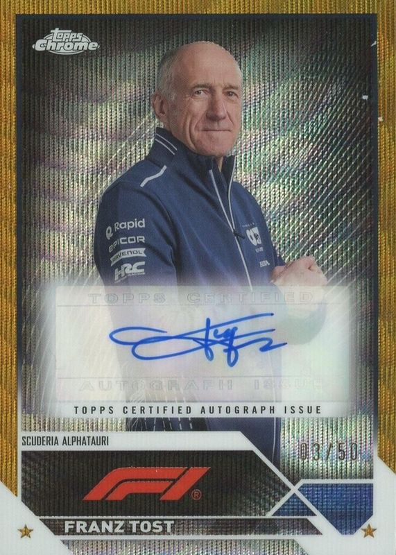 Franz Tost 2023 Topps Chrome Formula 1 #CAC-FT Autographs - Gold Wave Refractor /50 PSA 10