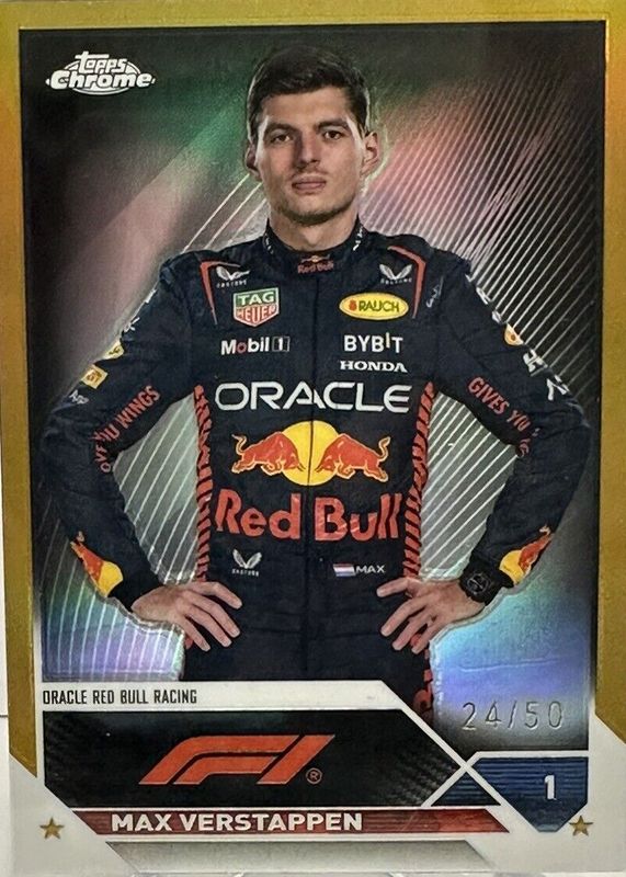 Max Verstappen 2023 Topps Chrome Formula 1 #1 Gold Refractor /50 SGC 9.5