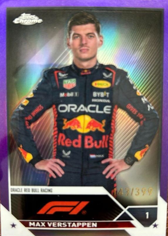 Max Verstappen 2023 Topps Chrome Formula 1 #1 Purple Refractor /399 BGS 9