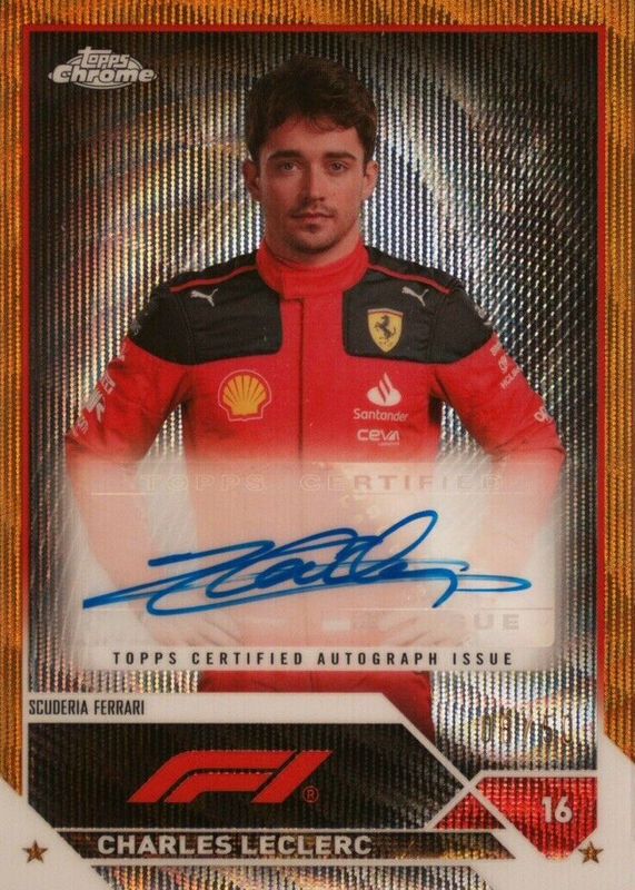 Charles Leclerc 2023 Topps Chrome Formula 1 #CAC-CL Autographs - Gold Wave Refractor /50 RAW