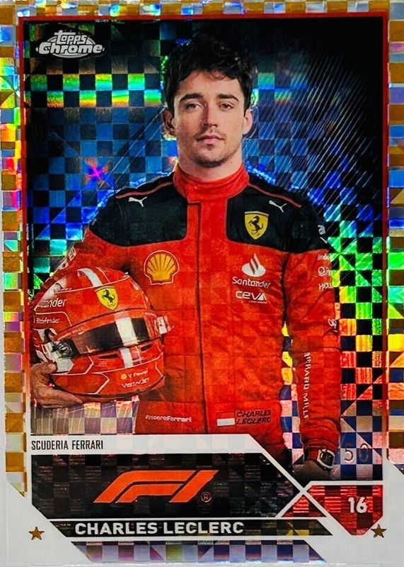 Charles Leclerc 2023 Topps Chrome Formula 1 #5 Gold Checker Flag Refractor /50 SGC 10