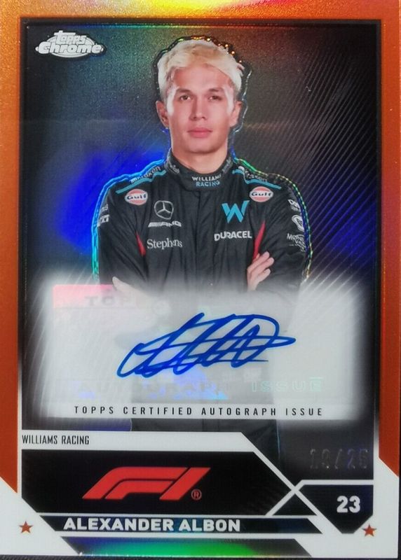 Alexander Albon 2023 Topps Chrome Formula 1 #CAC-AA Autographs - Orange Refractor /25 BGS 9