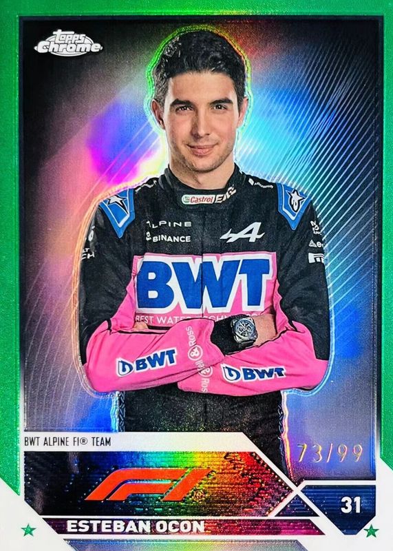 Esteban Ocon 2023 Topps Chrome Formula 1 #29 Green Refractor /99 SGC 9.5