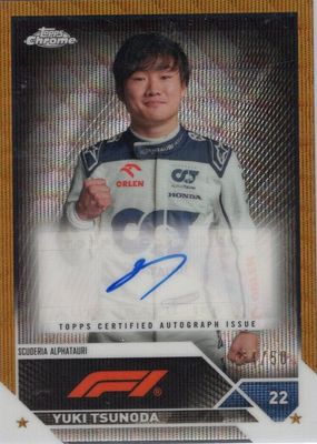 2023 Topps Chrome Formula 1 #CAC-YT Autographs - Gold Wave Refractor /50