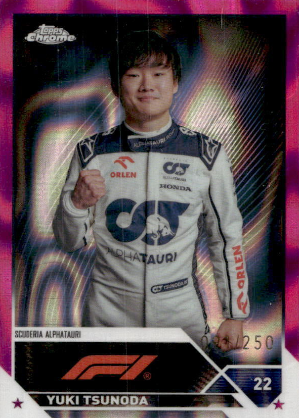 Yuki Tsunoda 2023 Topps Chrome Formula 1 #55 Fuchsia Lava
