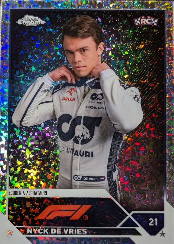 Nyck de Vries 2023 Topps Chrome Formula 1 #67 Mini-Diamond Refractor /299 Rookie RAW