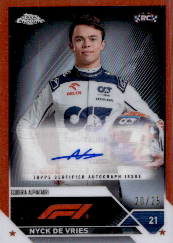 Nyck de Vries 2023 Topps Chrome Formula 1 #CAC-NDV Autographs