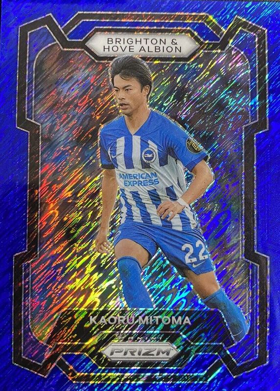 Kaoru Mitoma 2023 Prizm Premier League #99 Blue Shimmer /8 Rookie BGS 9