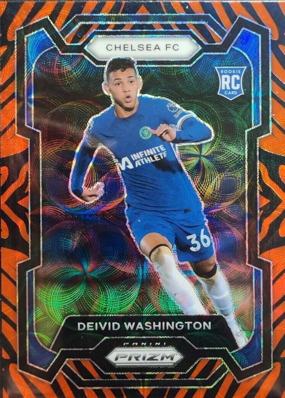 Deivid Washington 2023 Prizm Premier League #199 Choice Tiger Stripe /(SSP) Rookie SGC 10