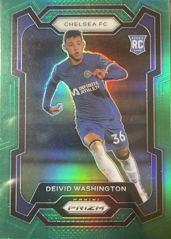 Deivid Washington 2023 Prizm Premier League #199 Green /5 Rookie PSA 9