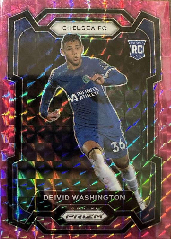 Deivid Washington 2023 Prizm Premier League #199 Pink Mosaic Rookie RAW