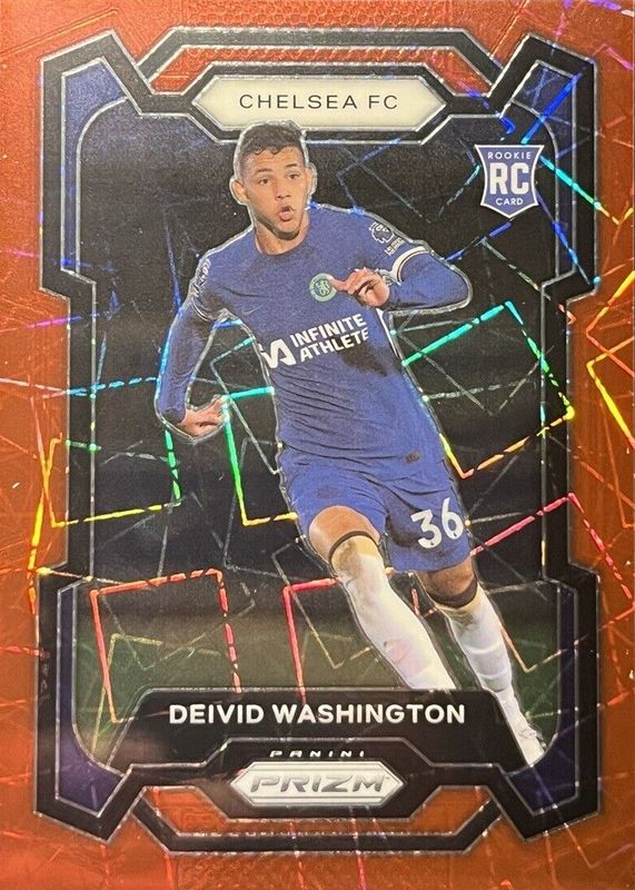 Deivid Washington 2023 Prizm Premier League #199 Red Lazer /49 Rookie PSA 9