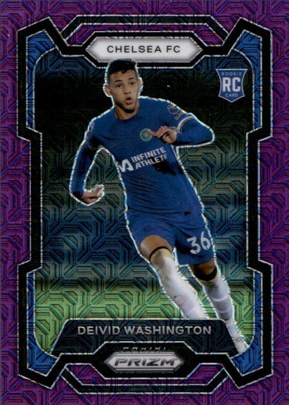 Deivid Washington 2023 Prizm Premier League #199 Purple Mojo /25 Rookie PSA 9