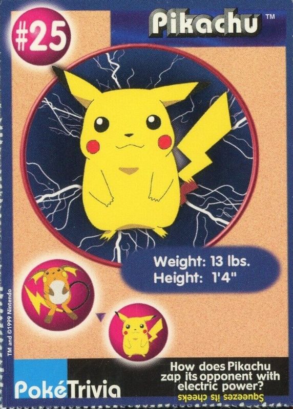 Pikachu 1999 Burger King #25 Perforated Base PSA 10