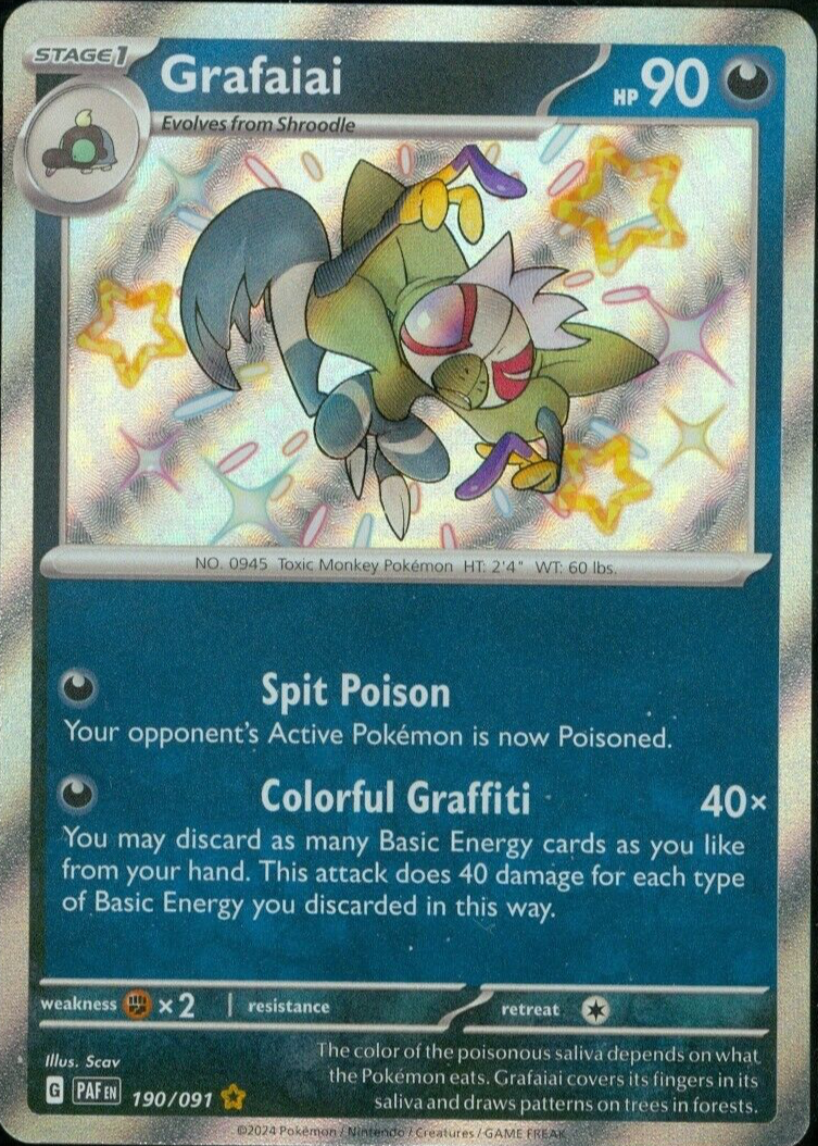 Grafaiai 2024 Scarlet & Violet: Paldean Fates #190/091 Shiny Rare Price  Guide - Sports Card Investor