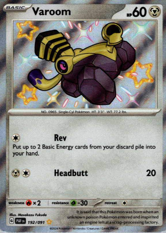 Varoom 2024 Scarlet & Violet: Paldean Fates #192/091 Shiny Rare Price Guide  - Sports Card Investor