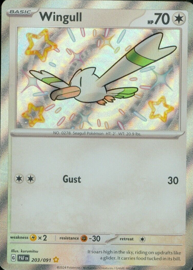 Wingull 2024 Scarlet & Violet: Paldean Fates #203/091 Shiny Rare Price  Guide - Sports Card Investor