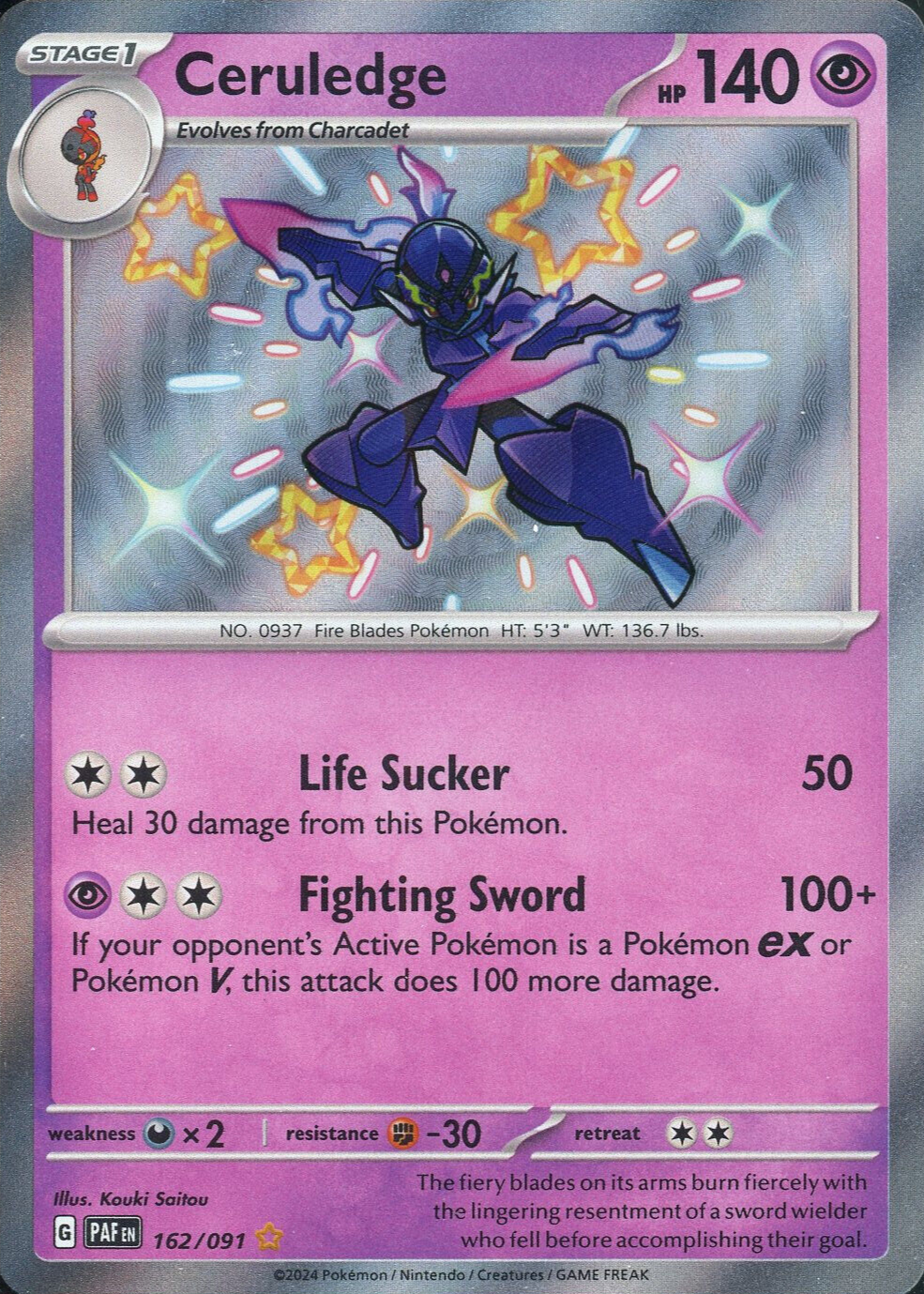 ceruledge shiny pokemon card Ceruledge Shiny Rare SV: Paldean Fates 162/091 NM Pokemon
