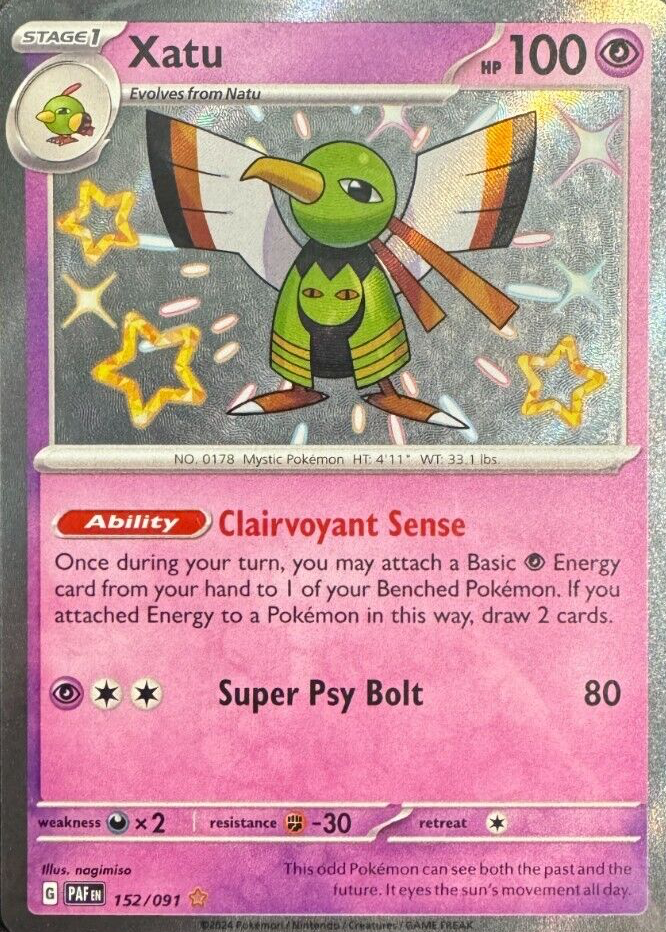 Xatu 2024 Paldean Fates #152/091 Shiny Rare Price Guide
