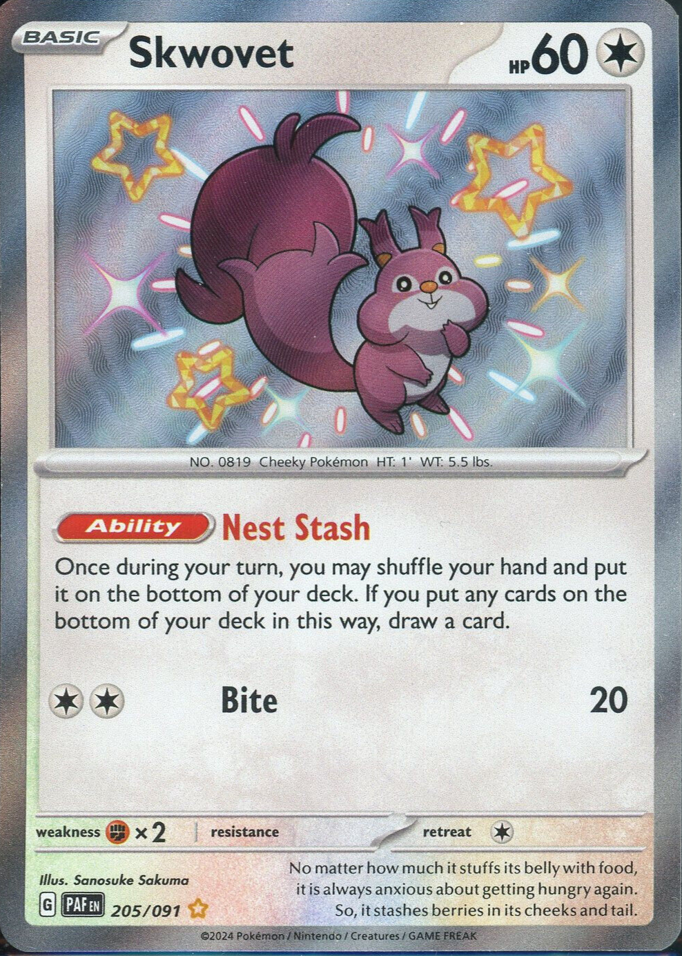 Skwovet 2024 Scarlet & Violet: Paldean Fates #205/091 Shiny Rare Price  Guide - Sports Card Investor