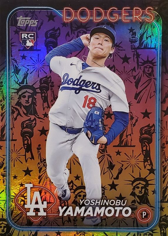 Yoshinobu Yamamoto 2024 Topps #553 Statue of Liberty Rookie RAW