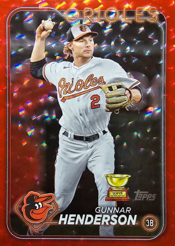 Gunnar Henderson 2024 Topps #450 Red Crackle Foilboard /199 SGC 10