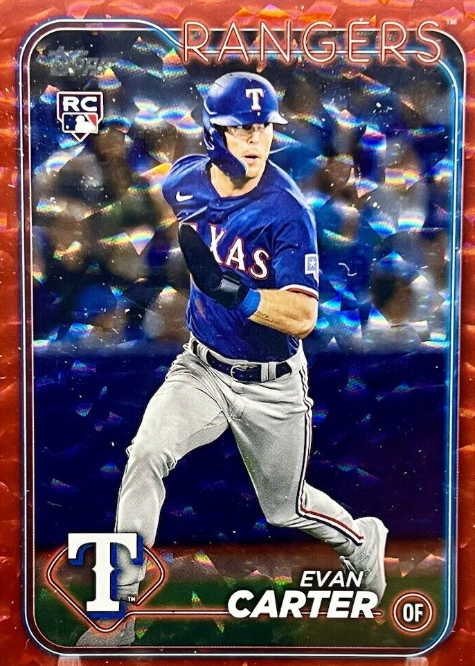 Evan Carter 2024 Topps #280 Red Crackle Foilboard /199 Price Guide 