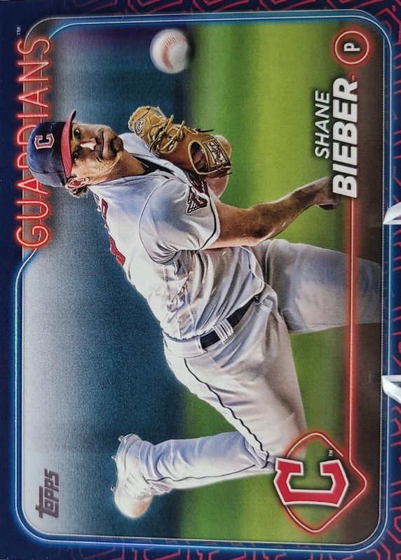 Shane Bieber 2024 Topps #107 Team Color Border Variation /(SSP) SGC 9.5