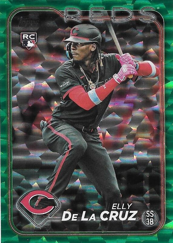 Elly De La Cruz 2024 Topps #141 Green Crackle Foilboard /499 Rookie SGC 9.5