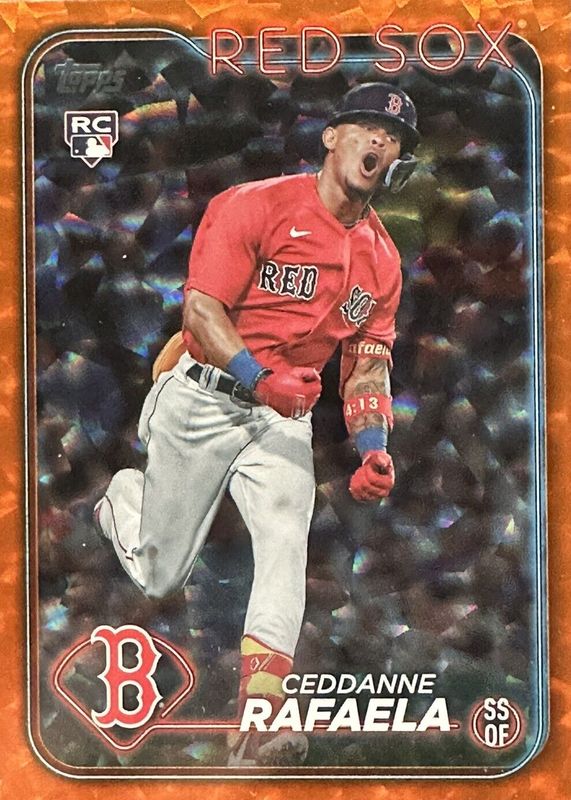 Ceddanne Rafaela 2024 Topps #313 Orange Crackle Foilboard /299 Rookie RAW