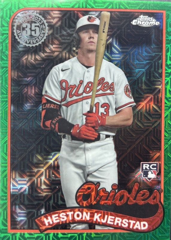 Heston Kjerstad 2024 Topps Silver Pack #T89C-79 1989 Chrome Promo - Green Refractor (Series 1) /99 Rookie RAW