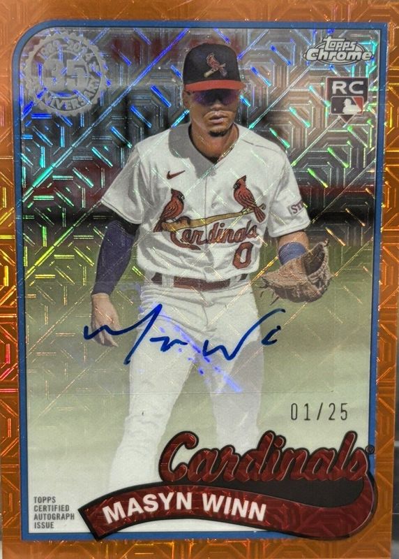 Masyn Winn 2024 Topps Silver Pack #2T89C-30 1989 Chrome Promo Autographs - Orange Refractor (Series 2) /25 Rookie SGC 9