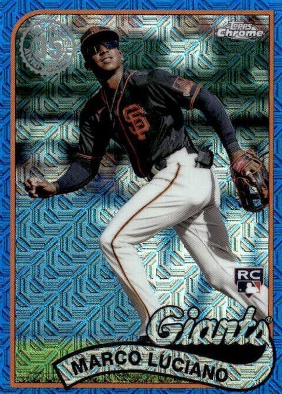Marco Luciano 2024 Topps Silver Pack #T89C-15 1989 Chrome Promo - Blue Refractor (Series 1) /150 Rookie RAW