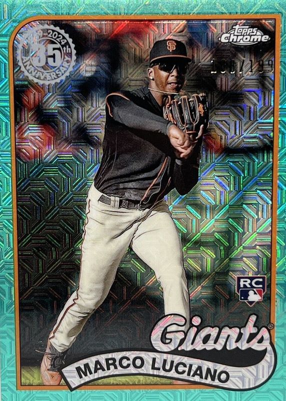 Marco Luciano 2024 Topps Silver Pack #2T89C-81 1989 Chrome Promo - Aqua Refractor (Series 2) /199 Rookie RAW