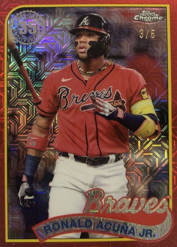 Ronald Acuna Jr. 2024 Topps Silver Pack #2T89C-56 1989 Chrome Promo - Red Refractor (Series 2) /5 RAW