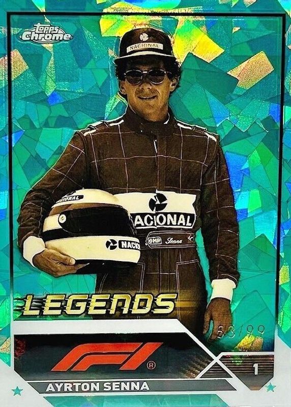 Ayrton Senna 2023 Topps Chrome Formula 1 Sapphire Edition #198 Aqua /99 SGC 9