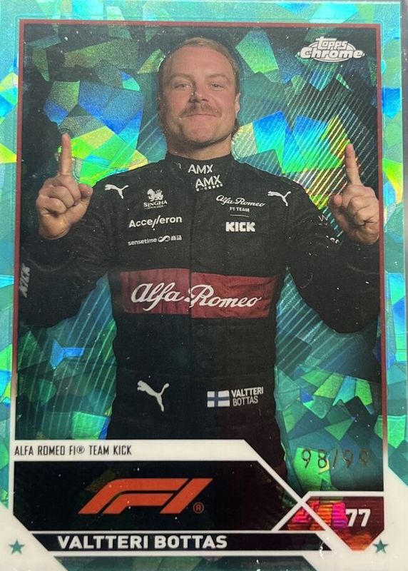 Valtteri Bottas 2023 Topps Chrome Formula 1 Sapphire Edition #36 Aqua /99 PSA 10