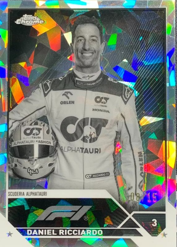 Daniel Ricciardo 2023 Topps Chrome Formula 1 Sapphire Edition #69 Black & White /15 PSA 10