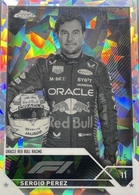 Sergio Perez 2023 Topps Chrome Formula 1 Sapphire Edition #9 Black & White /15 PSA 10