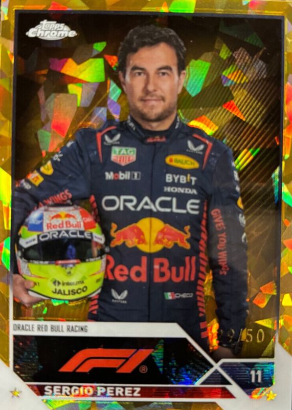 Sergio Perez 2023 Topps Chrome Formula 1 Sapphire Edition #9 Gold /50 PSA 10