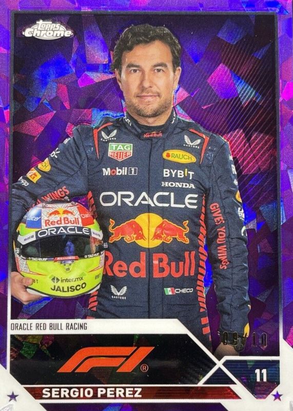 Sergio Perez 2023 Topps Chrome Formula 1 Sapphire Edition #9 Purple /10 PSA 9