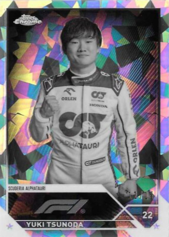 Yuki Tsunoda 2023 Topps Chrome Formula 1 Sapphire Edition #55 Black & White /15 PSA 10