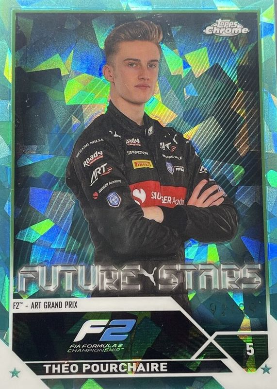 Theo Pourchaire 2023 Topps Chrome Formula 1 Sapphire Edition #78 Aqua /99 PSA 10